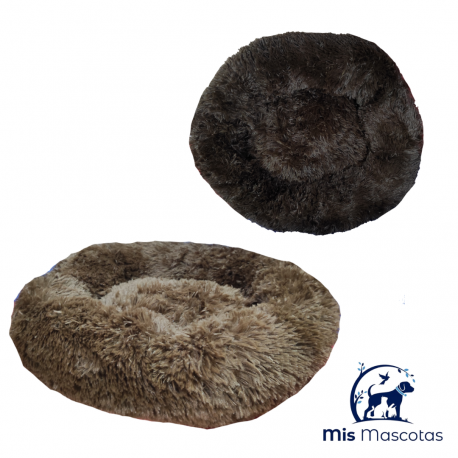 Cama Redonda de Pelo Marrón Flamingo www.mismascotasronda.es