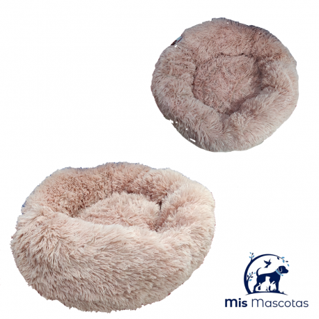 Cama Redonda de Pelo Rosa Flamingo 50x12 cm www.mismascotasronda.es