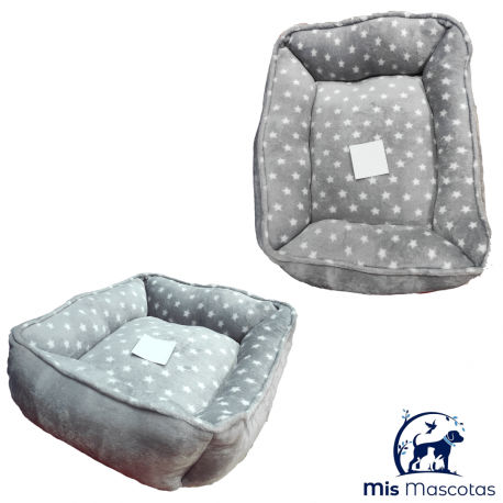 Cuna Rectangular Eco Gris con Estrellas 55 cm www.mismascotasronda.es