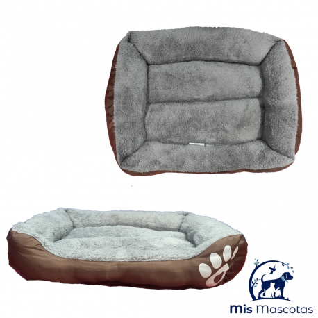 Colchoneta con Pelitos Gris y Marrón con Huella 50 cm www.mismascotasronda.es