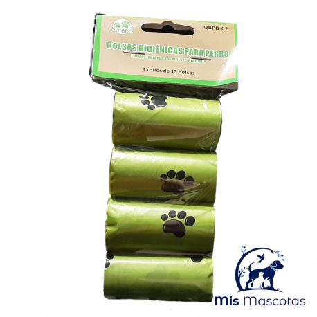 Bolsas Higiénicas Verdes con Huellas para Perros www.mismascotasronda.es 