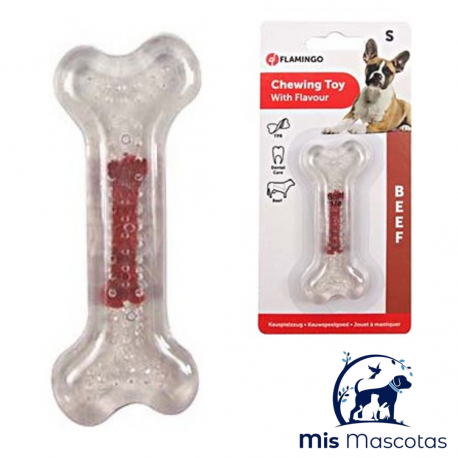 Hueso de Goma Sabor Ternera Flamingo www.mismascotasronda.es