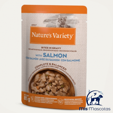 Bocaditos en Salsa con Salmón 85 Grs www.mismascotasronda.es 