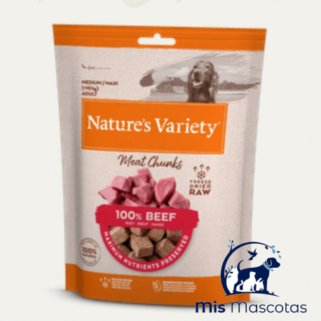 Natures Variety Snack Meat Chunks Buey www.mismascotasronda.es