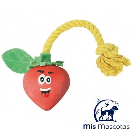 Tirador de Cuerda con Fresa de Latex y Sonido Veggy Toy www.mismascotasronda.es