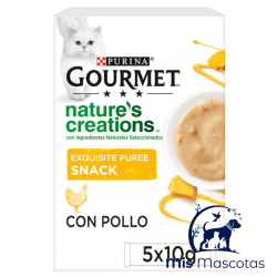 PURINA GOURMET NATURE'S CREATIONS Exquisito Puré Snack Liquido con Pollo y Calabaza para Gatos