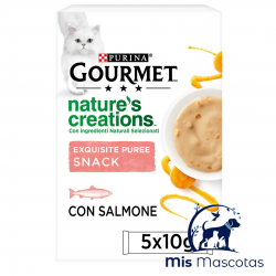 PURINA GOURMET NATURE'S CREATIONS Exquisito Puré Snack Liquido con Salmón y Zanahoria para Gatos