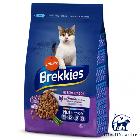 Brekkies Gatos Esterilizados con Pollo, Verduras y Cereales www.mismascotasronda.es