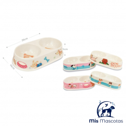 COMEDERO DOBLE DE PVC GRUESO PARA MASCOTAS 26CM x 14CM x 5 CM www.mismascotasronda.es