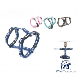 Arnes rectangular con estampado de hueso Talla XS 1,0x20/35 cm www.mismascotasronda.es