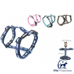 Arnés rectangular con estampado de hueso 1.5*30/51 CM www.mismascotasronda.es